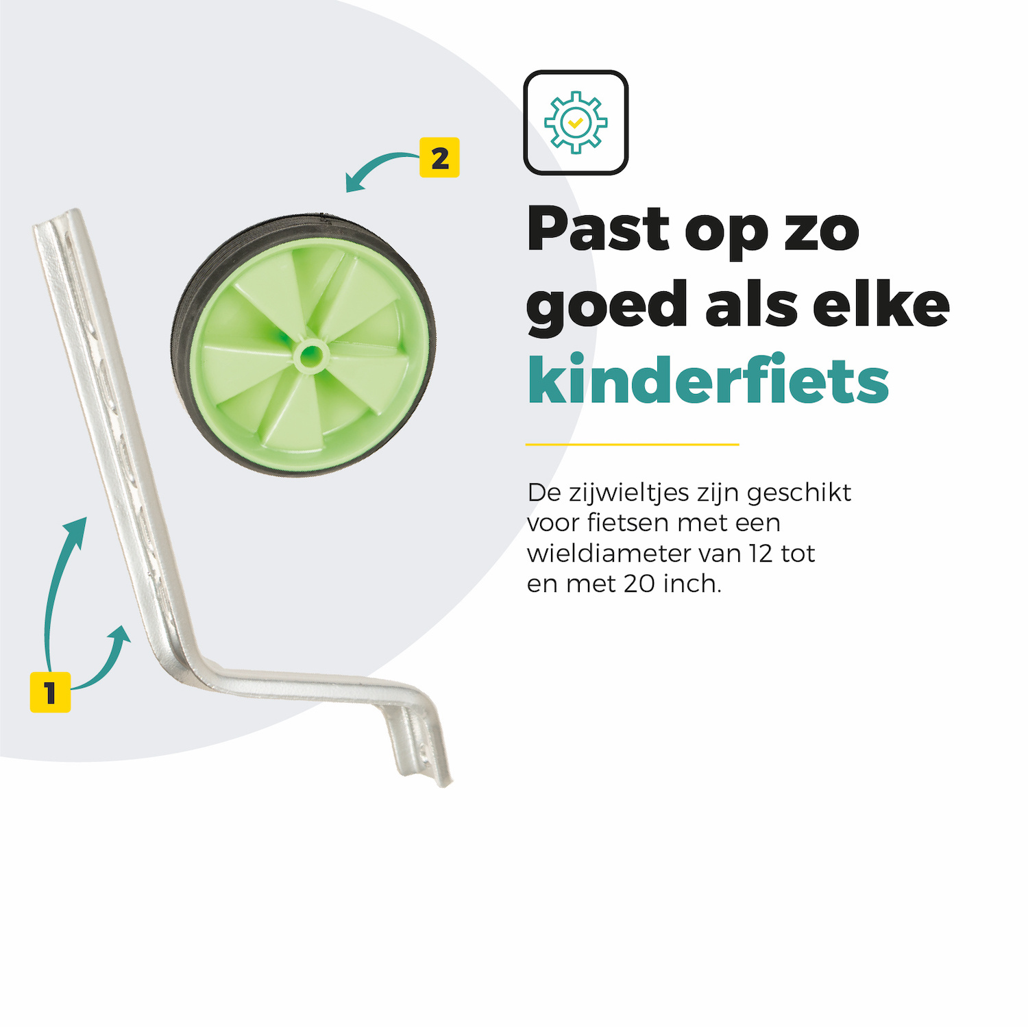 Voltano Zijwieltjes – Groen – 12-20 Inch - Afbeelding 3