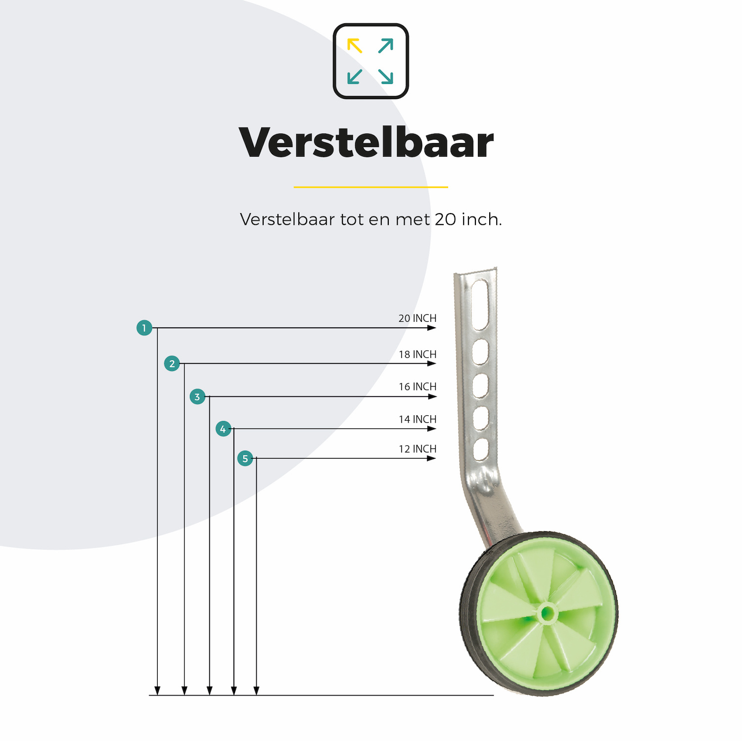 Voltano Zijwieltjes – Groen – 12-20 Inch - Afbeelding 6