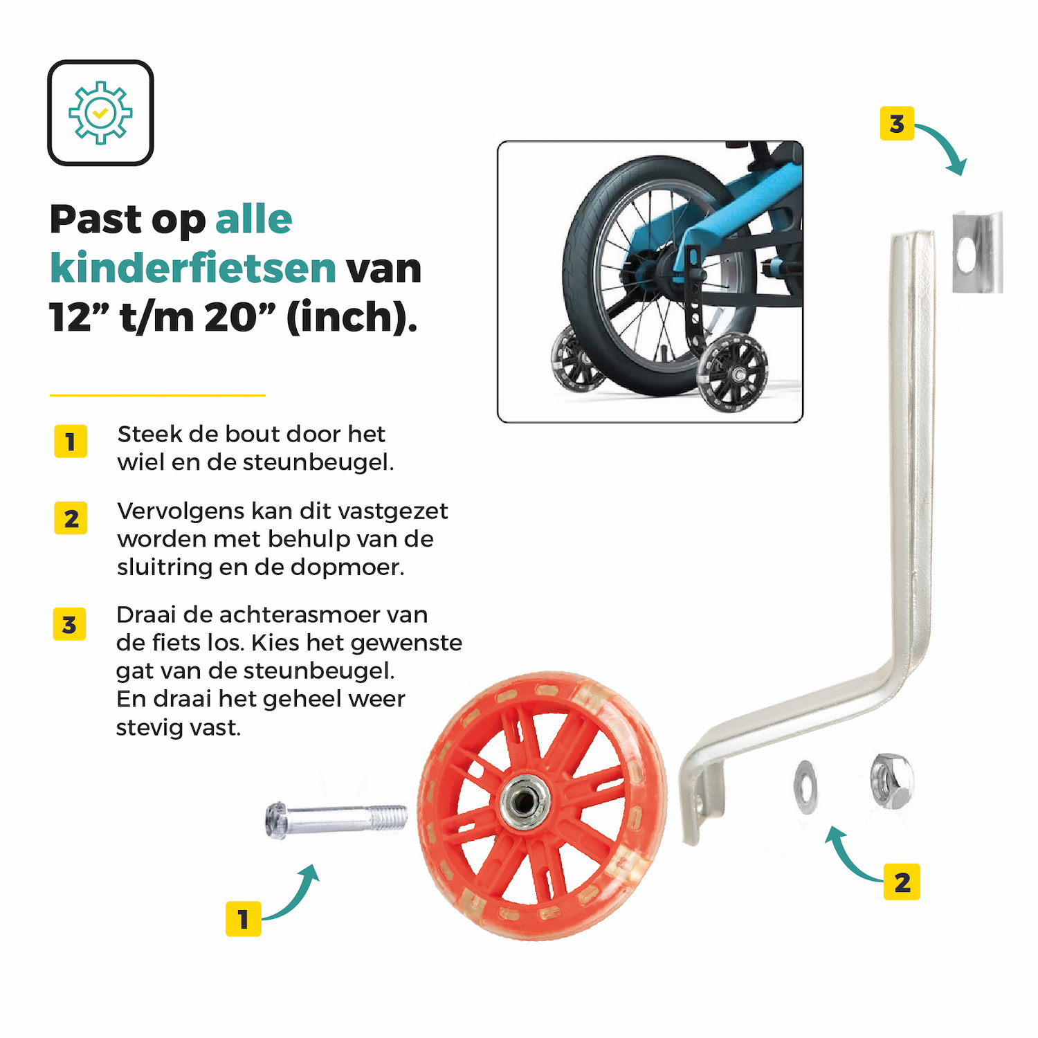 Voltano Zijwieltjes LED Verlichting - Rood - 12-20 inch - Afbeelding 2