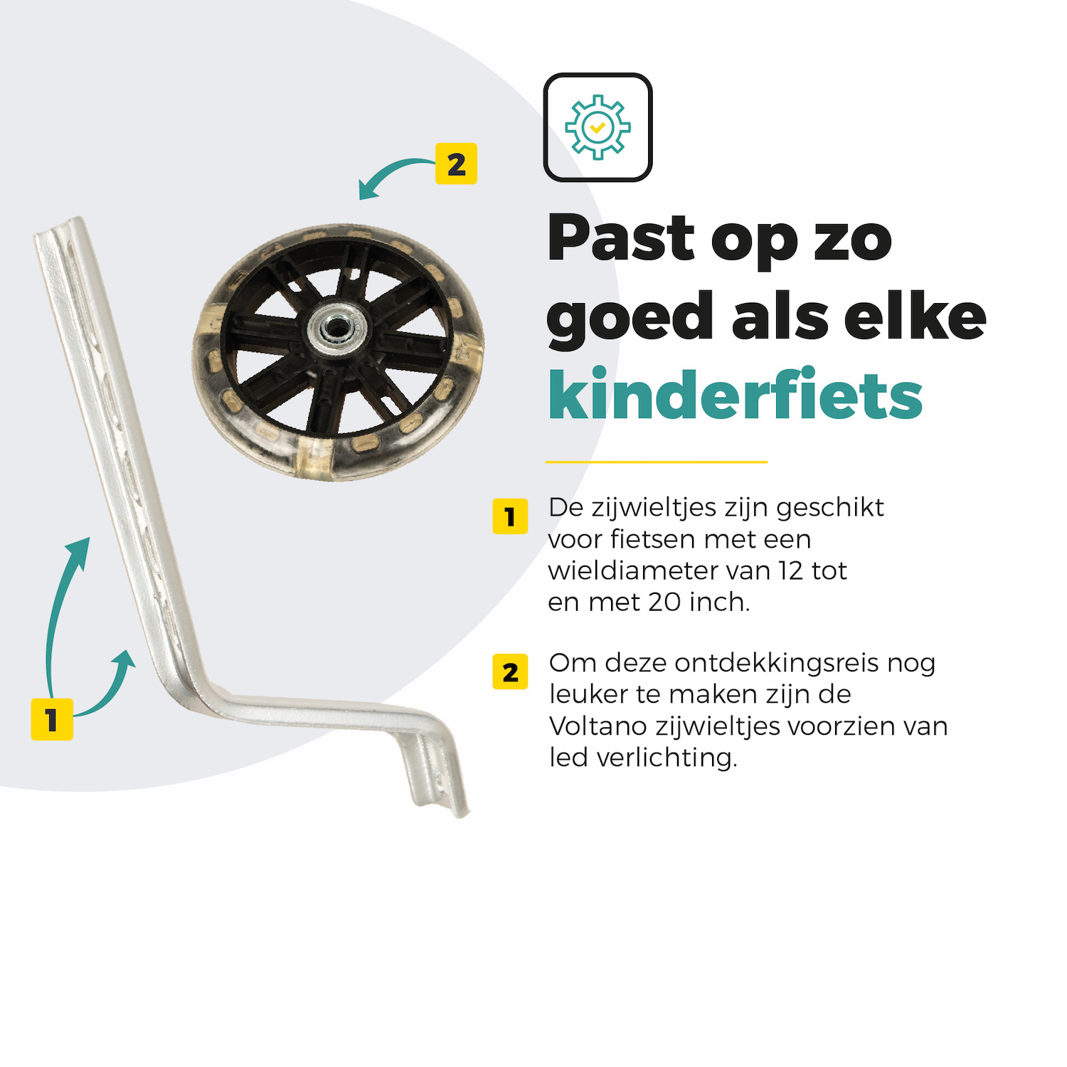 Voltano Zijwieltjes LED Verlichting – Zwart – 12-20 inch - Afbeelding 6