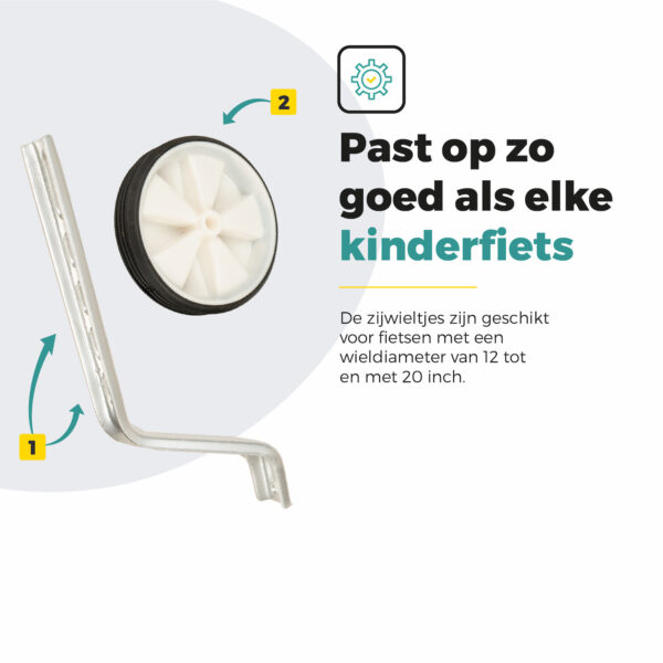 Voltano Zijwieltjes – Wit – 12-20 Inch - Afbeelding 4
