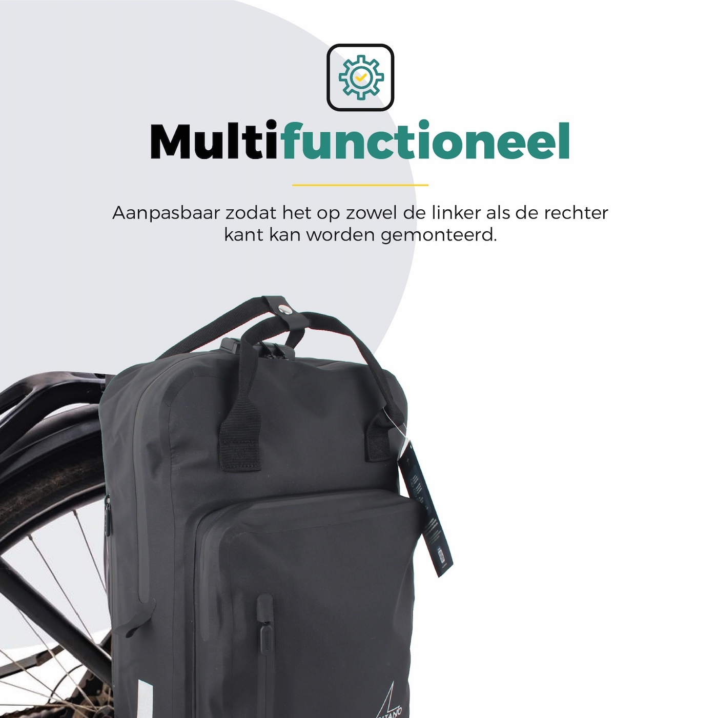 Voltano City Enkele Fietstas Rugzak E-bike - Zwart - Codeslot - Laptopvak - Waterdicht - Afbeelding 7