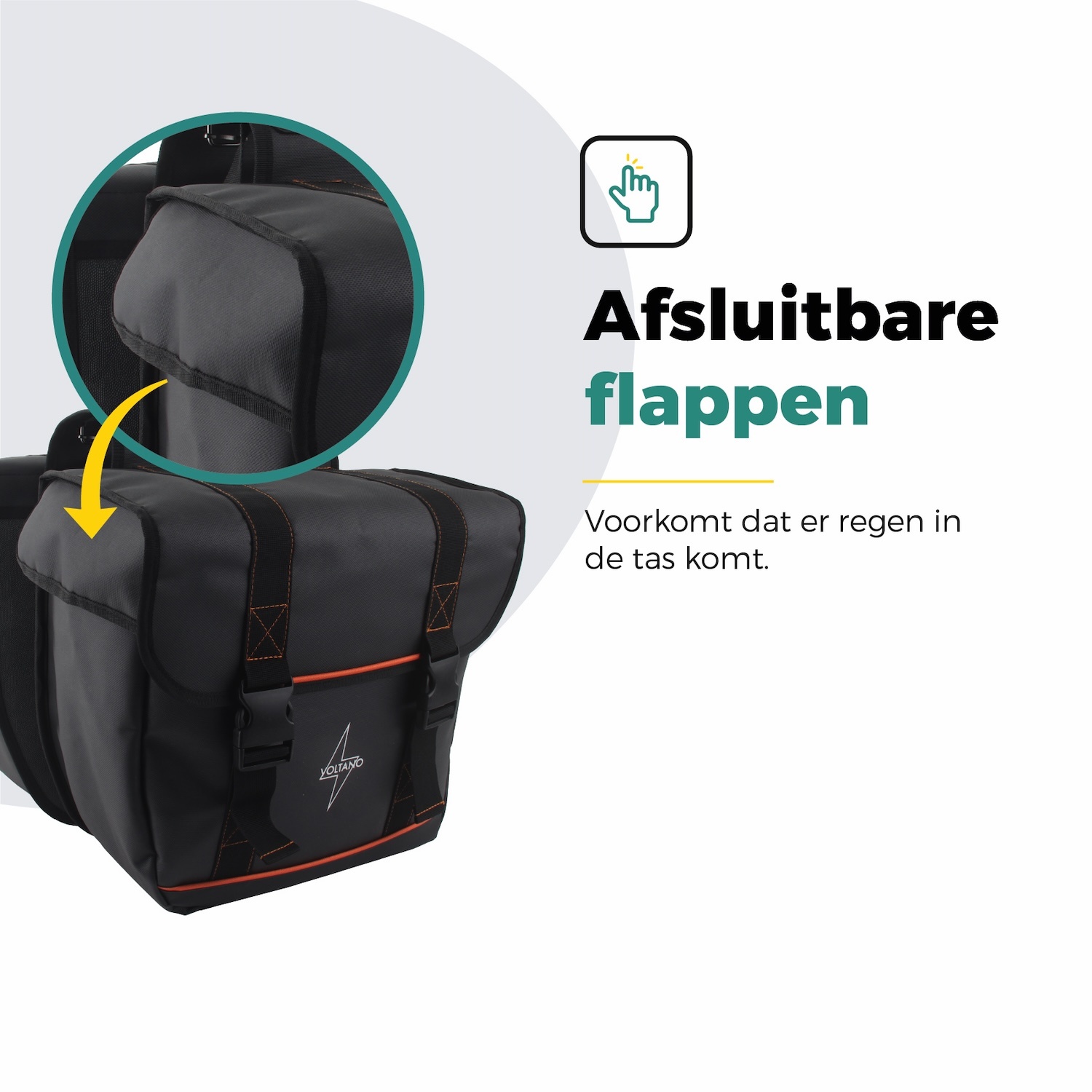 Voltano Dubbele Fietstas Premium Afgeschuind - Zwart - 44 Liter - Afbeelding 5