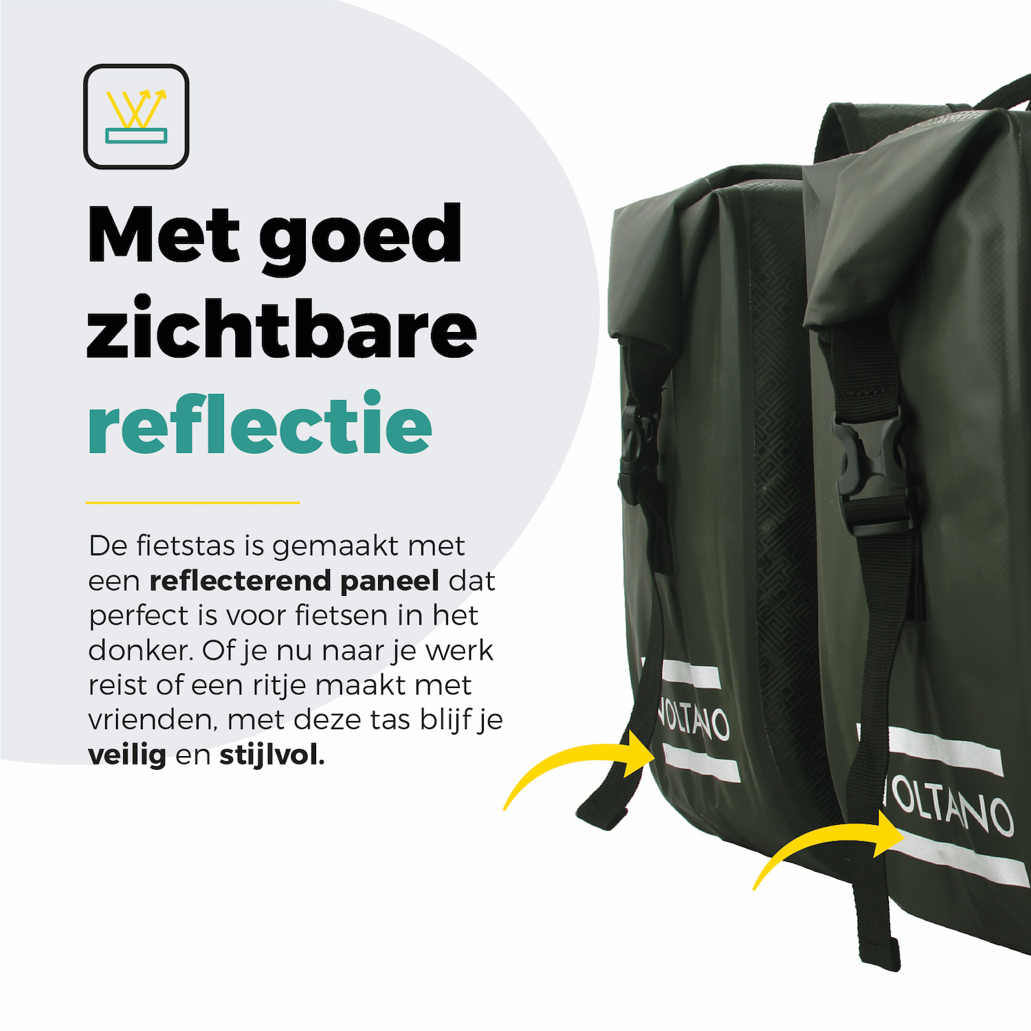 Voltano Dubbele Fietstas Rolltop Intense Green - 48 Liter - 100% Waterdicht - Afbeelding 5
