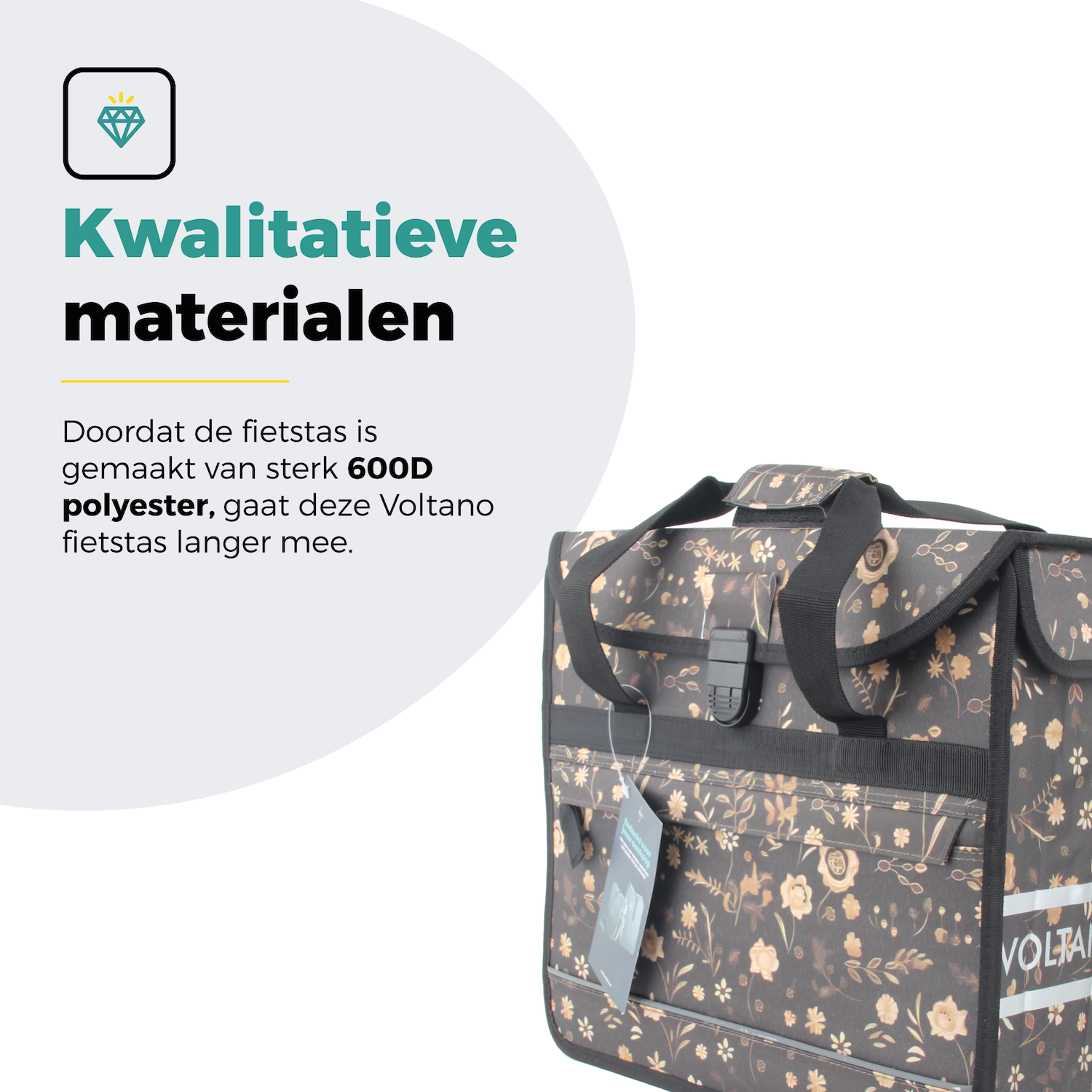 Voltano Voorgevormde Enkele Fietstas / Pakaftas - Black Leaves - 17L - Afbeelding 9