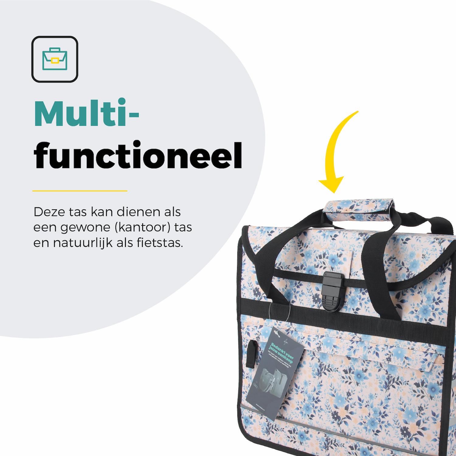 Voltano Voorgevormde Enkele Fietstas / Pakaftas - Light Flowers- 17L - Afbeelding 7