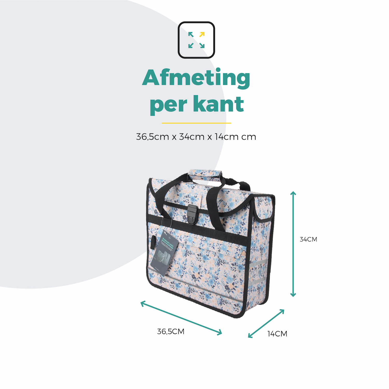 Voltano Voorgevormde Enkele Fietstas / Pakaftas - Light Flowers- 17L - Afbeelding 10